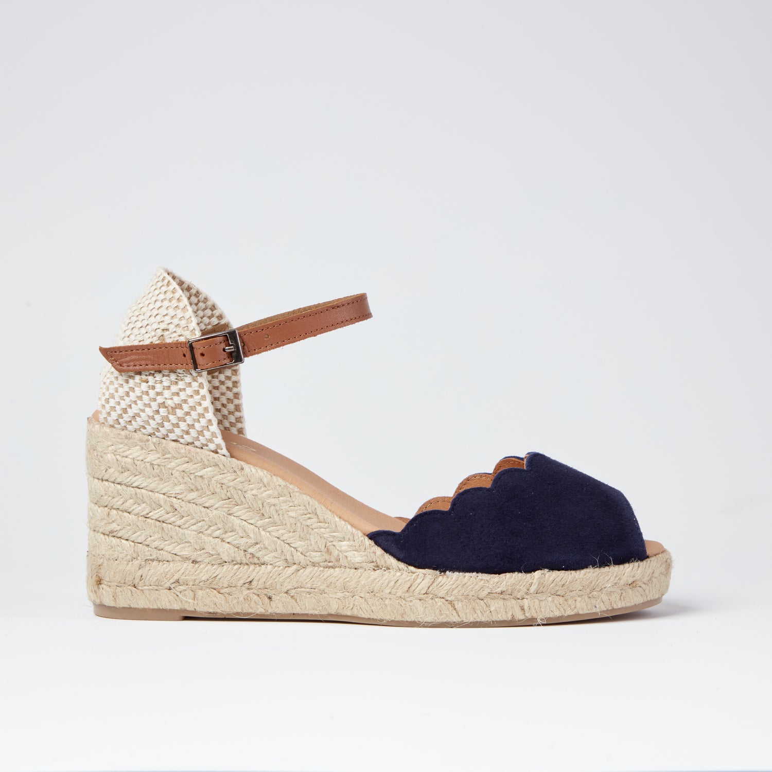 Navy Suede Scallop Espadrille wedge – MADE THE EDIT