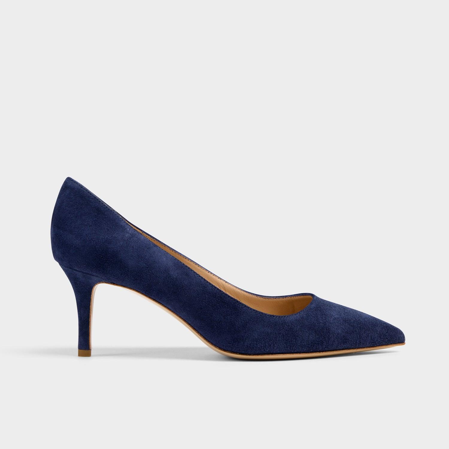 Milly Navy blue soft suede kitten heel - Main Image