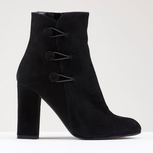 Amy Block Heel Buttoned Boot in Black Suede - MADE THE EDIT