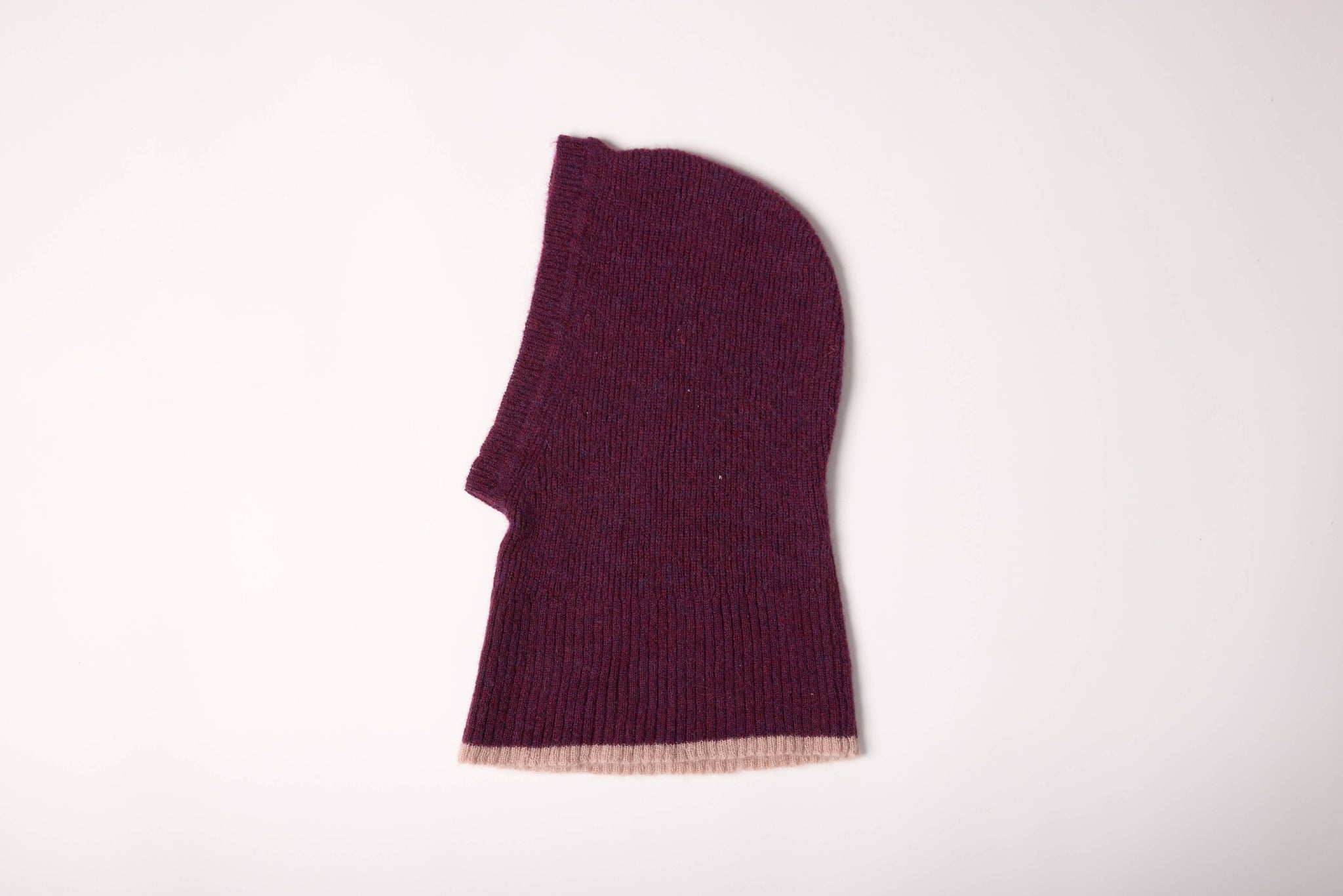 Cosy balaclava in burgundy & taupe