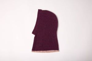 Cosy balaclava in burgundy & taupe