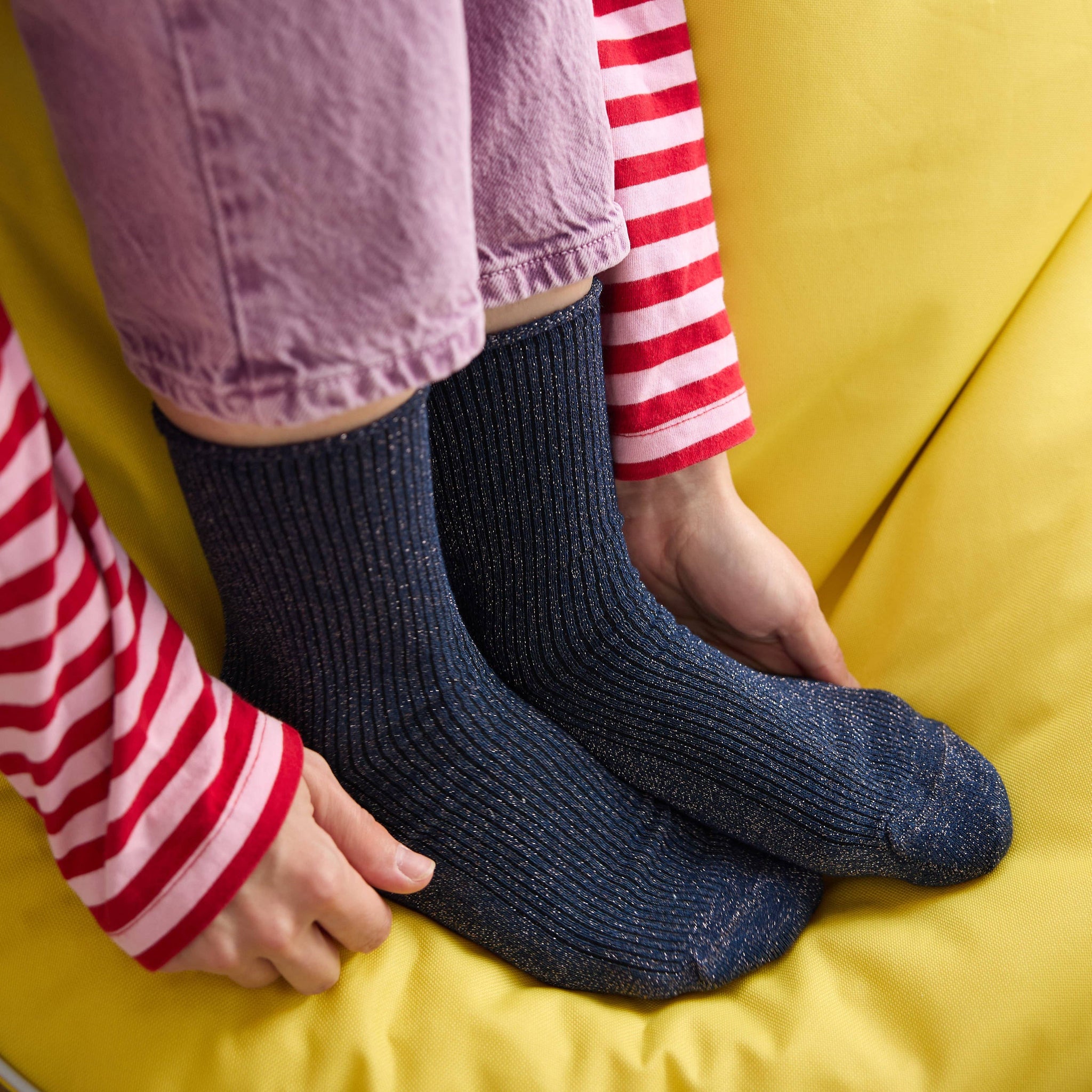 Klue Navy Glitter socks