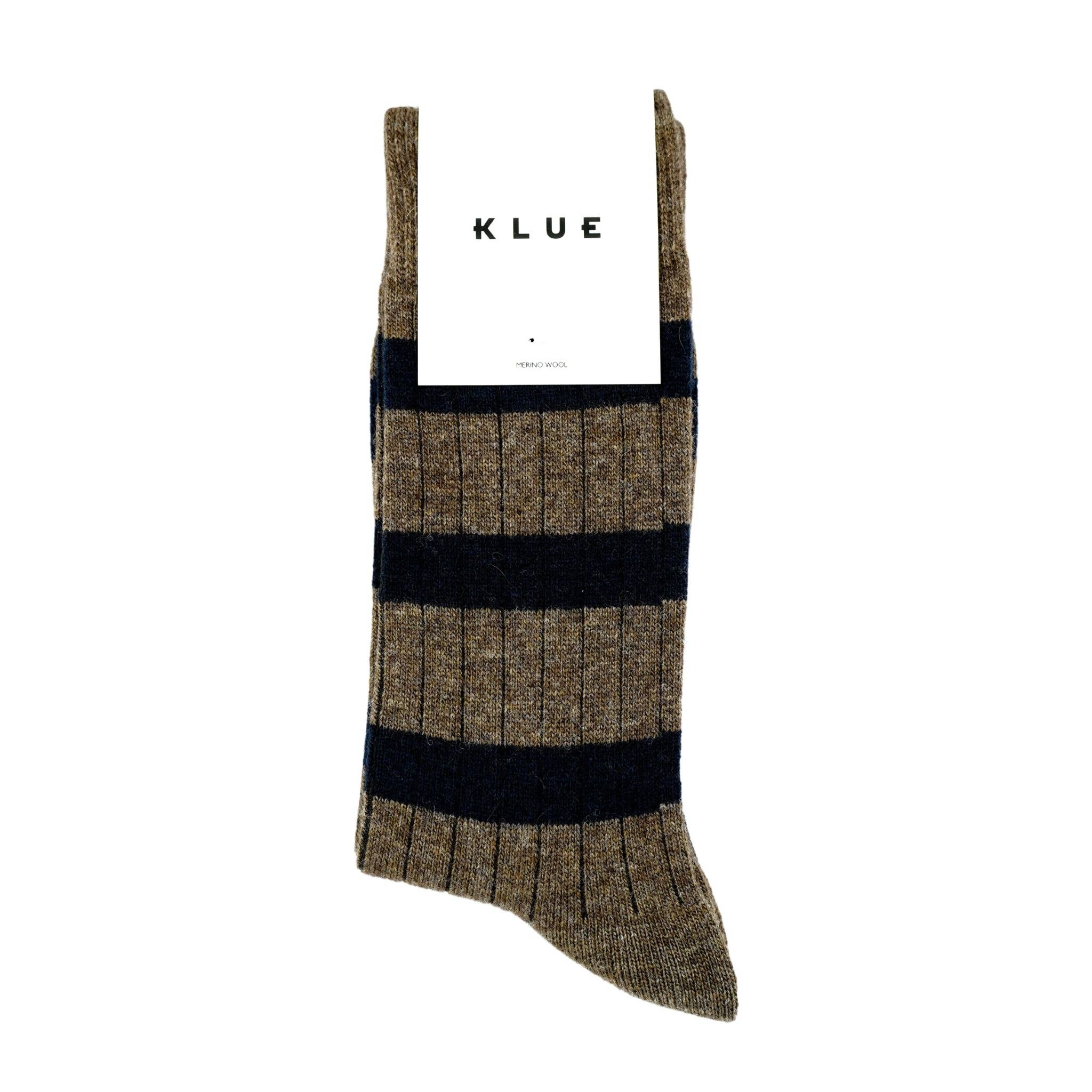 KLUE Merino Wool socks with stripes | Brown and black: 41-46