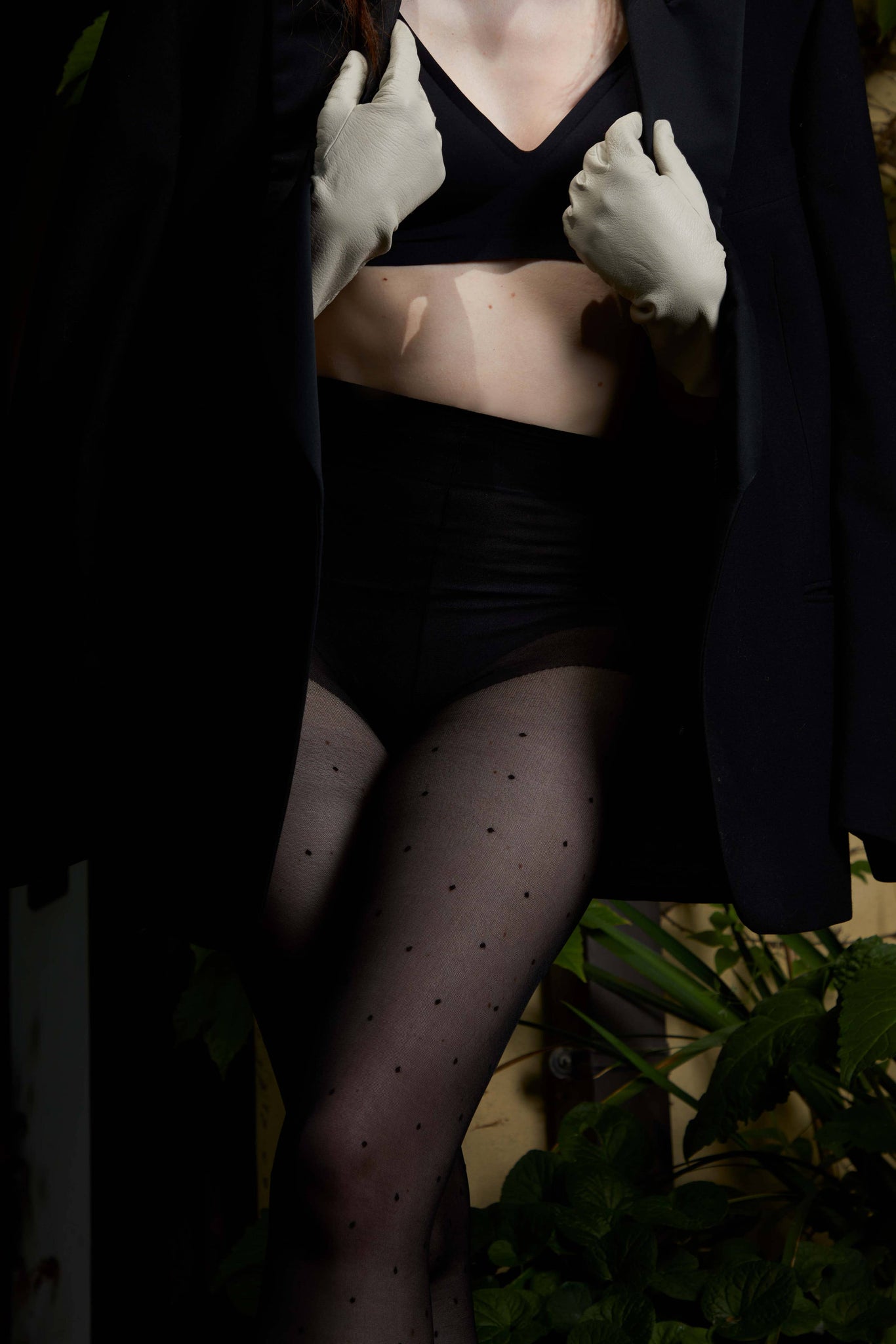 Polka Dot Sheer Tights - Black