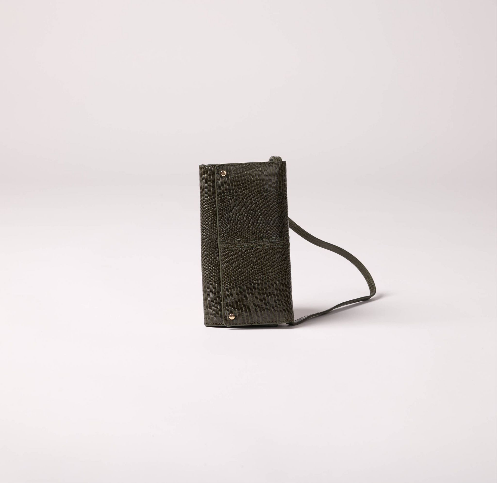 Gina Khaki Green Lizardo embossed crossbody