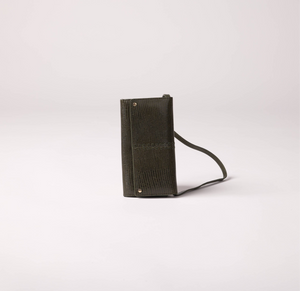 Gina Khaki Green Lizardo embossed crossbody