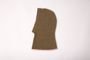 Cosy balaclava khaki & pink