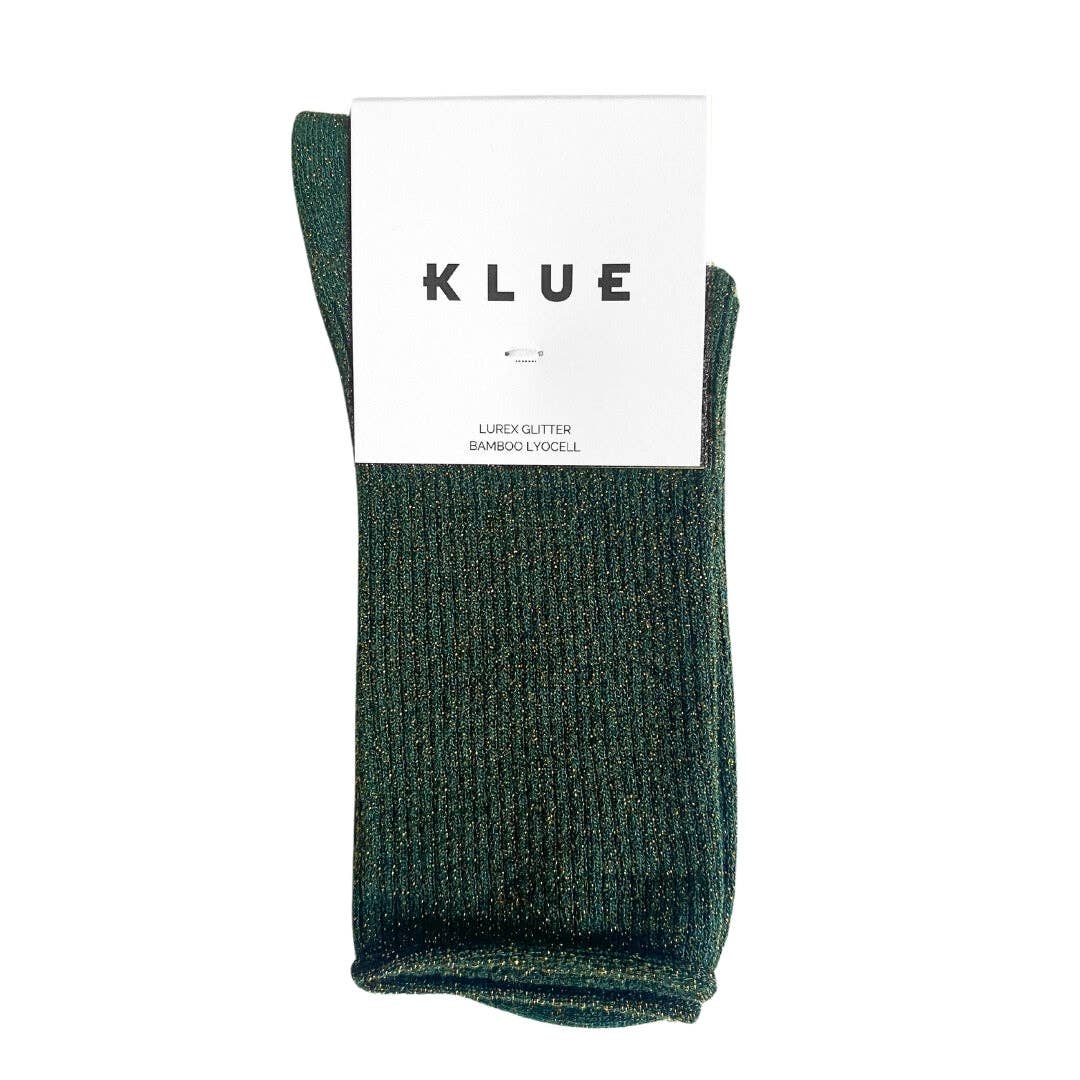 KLUE green glitter socks