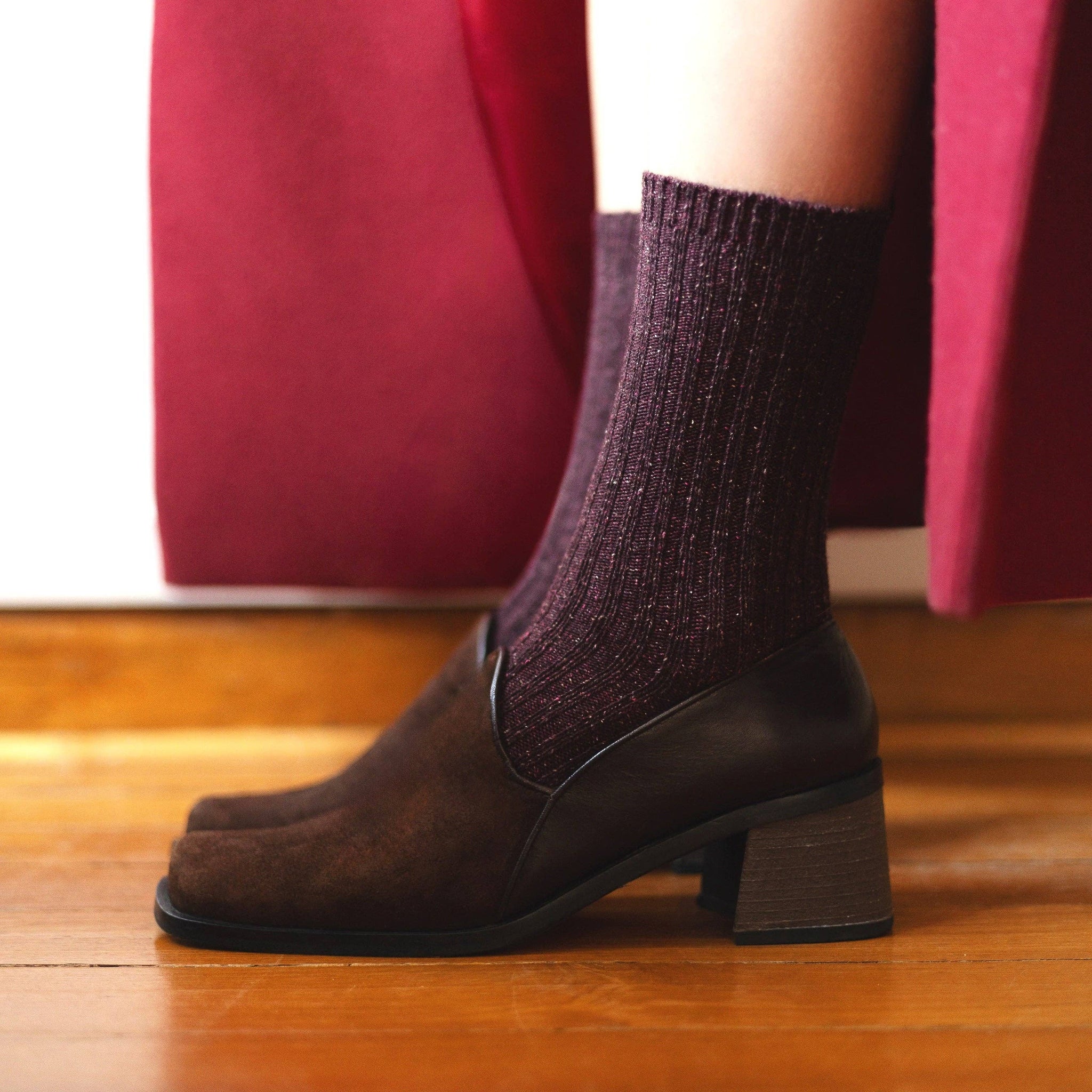 KLUE Silk and Wool burgundy socks