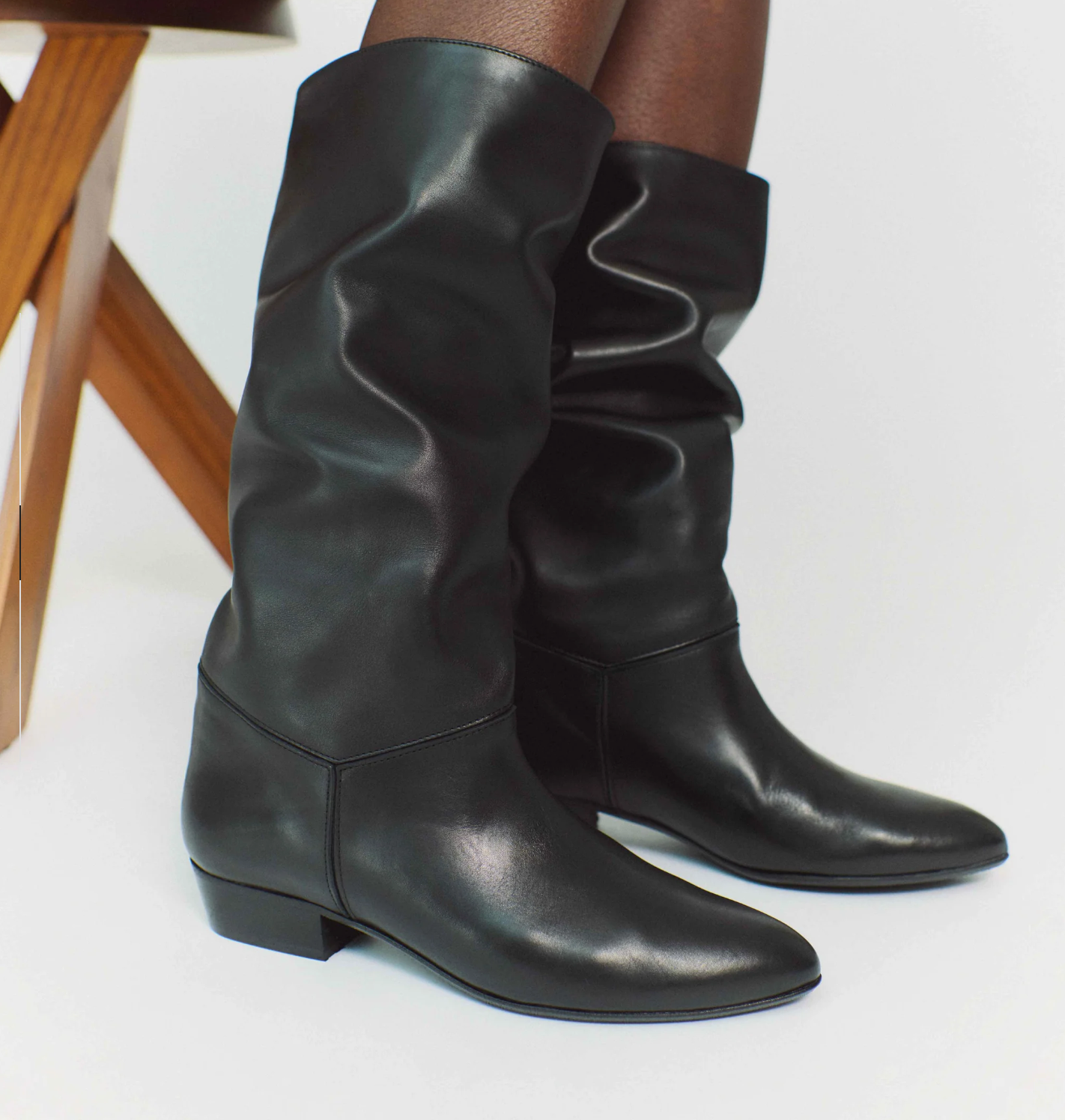 Jasmina 20 Black leather stiletto boot