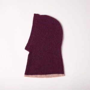 Cosy balaclava in burgundy & taupe