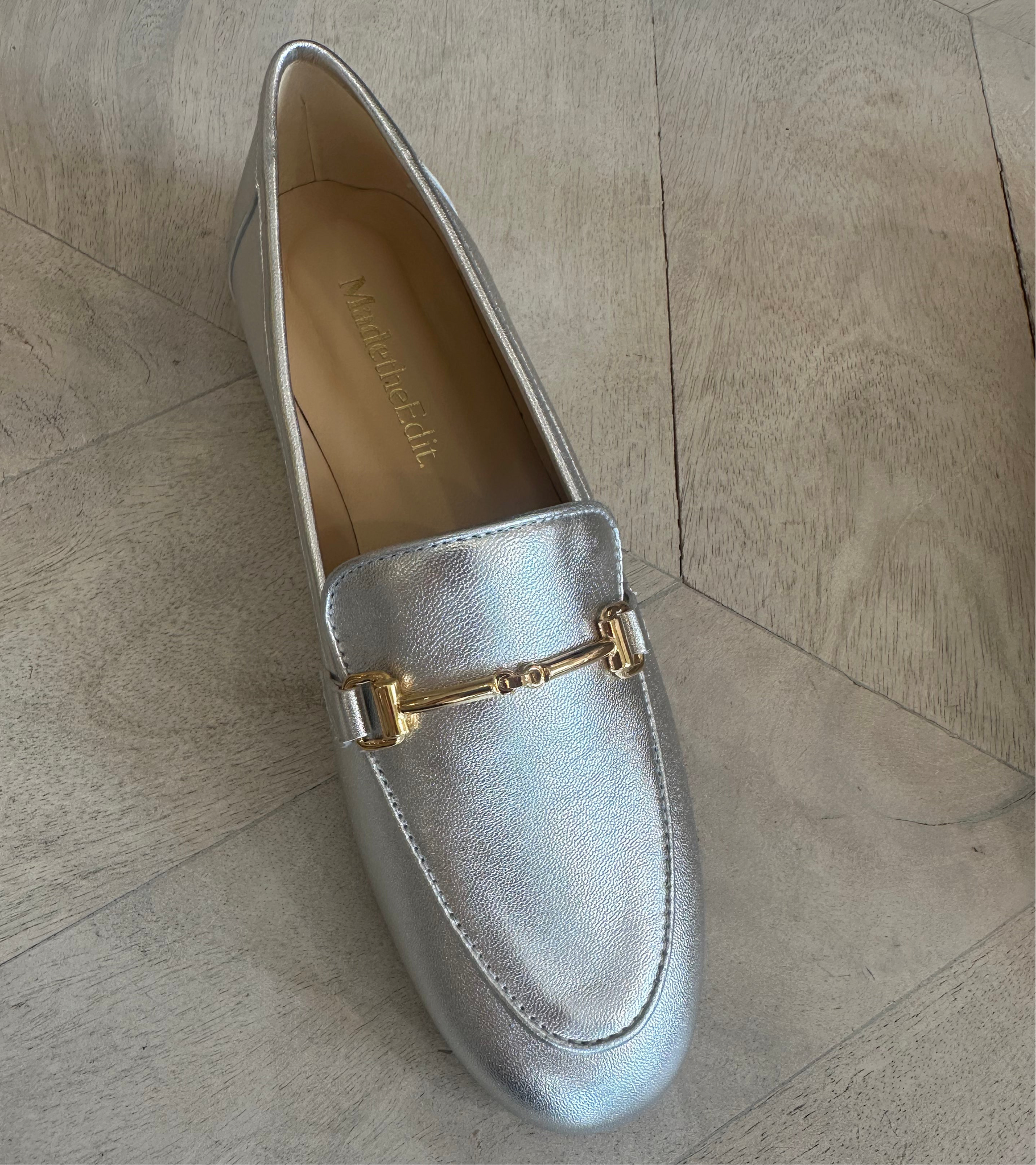 Lottie Silver leather loafer