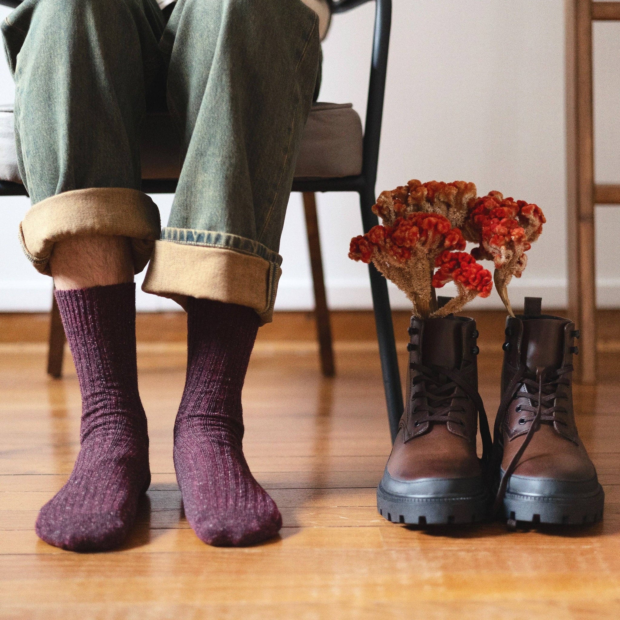 KLUE Silk and Wool burgundy socks