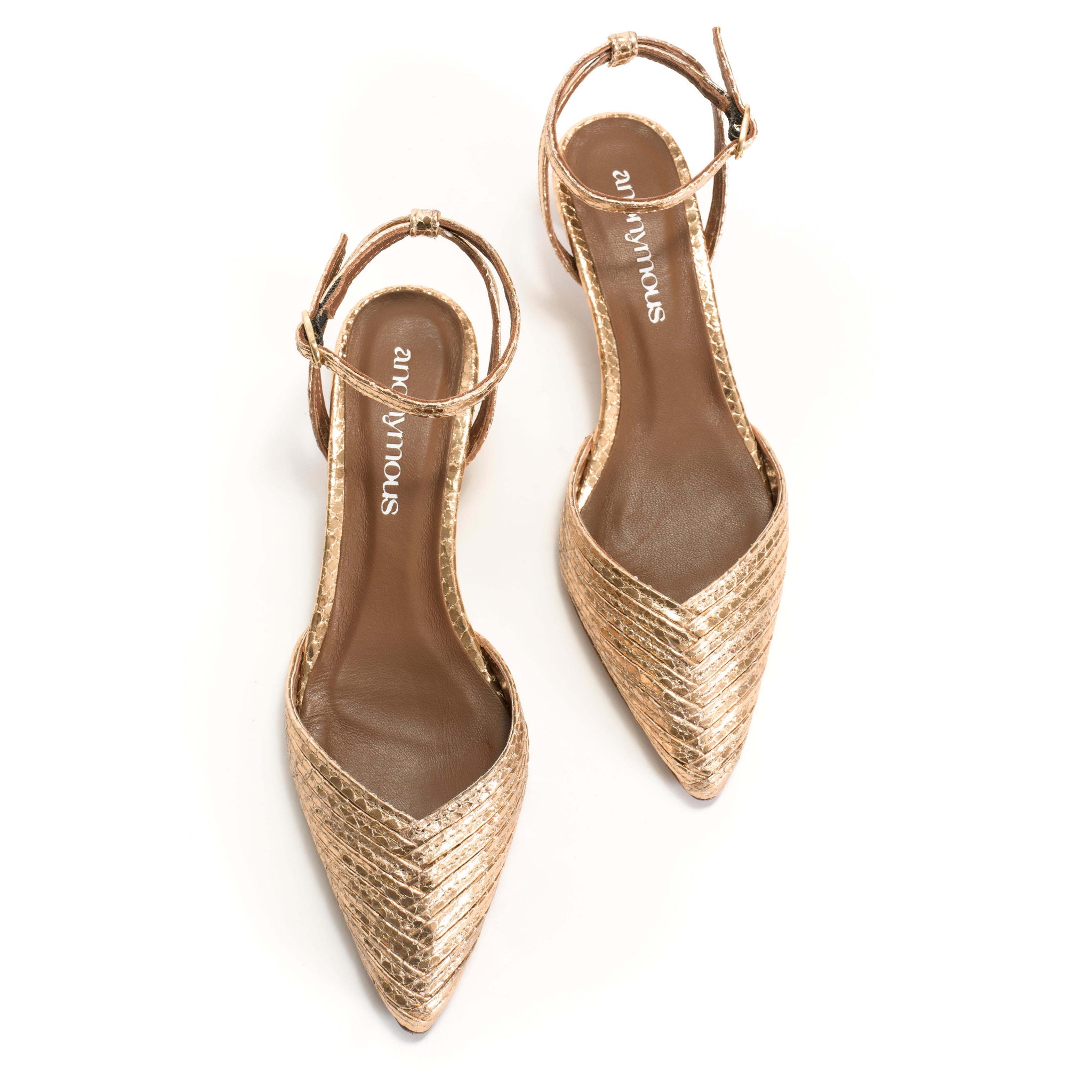 Anonymous Copenhagen Crackled Gold Pointed Heels