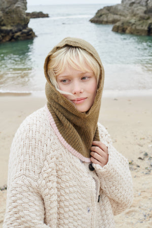 Cosy balaclava khaki & pink