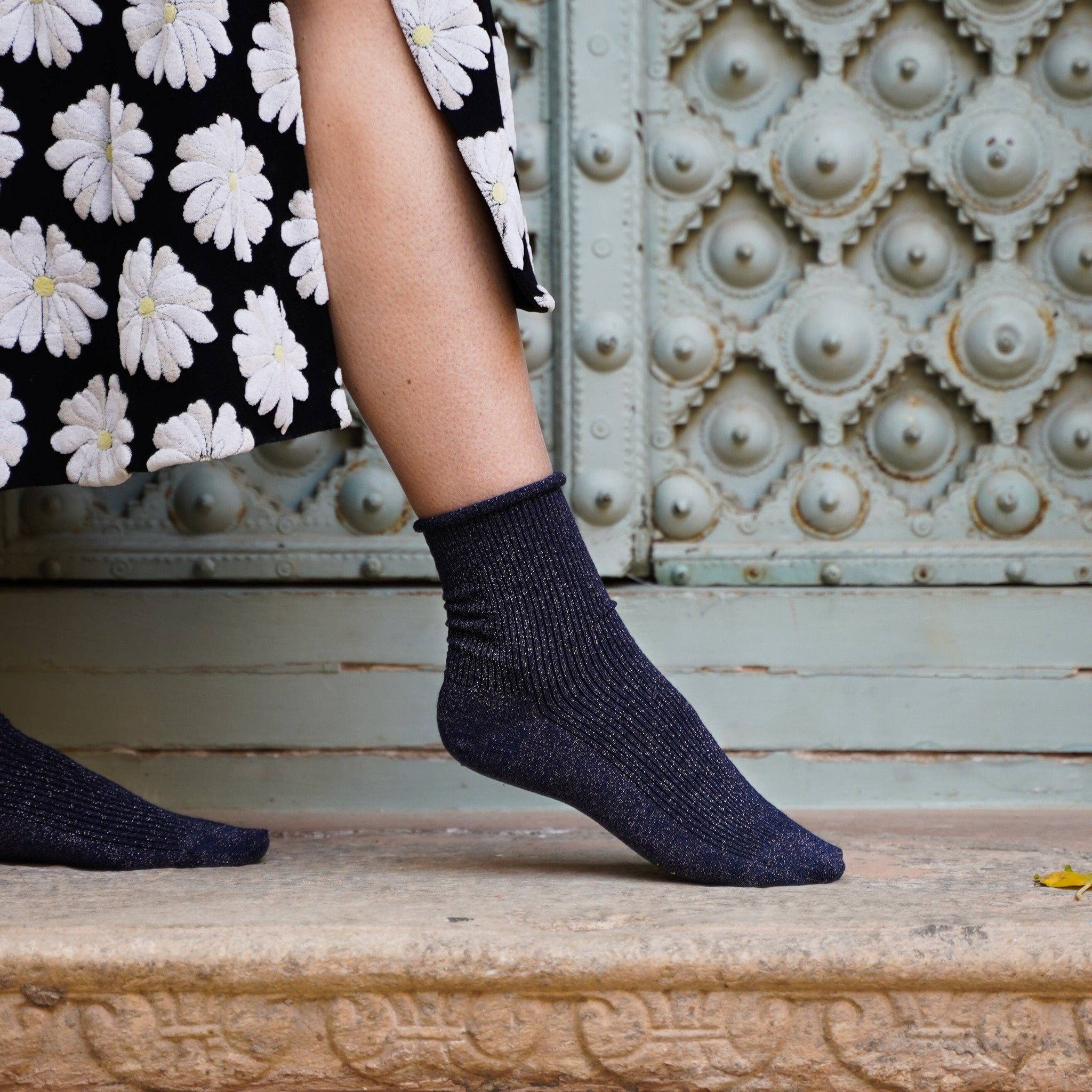 Klue Navy Glitter socks