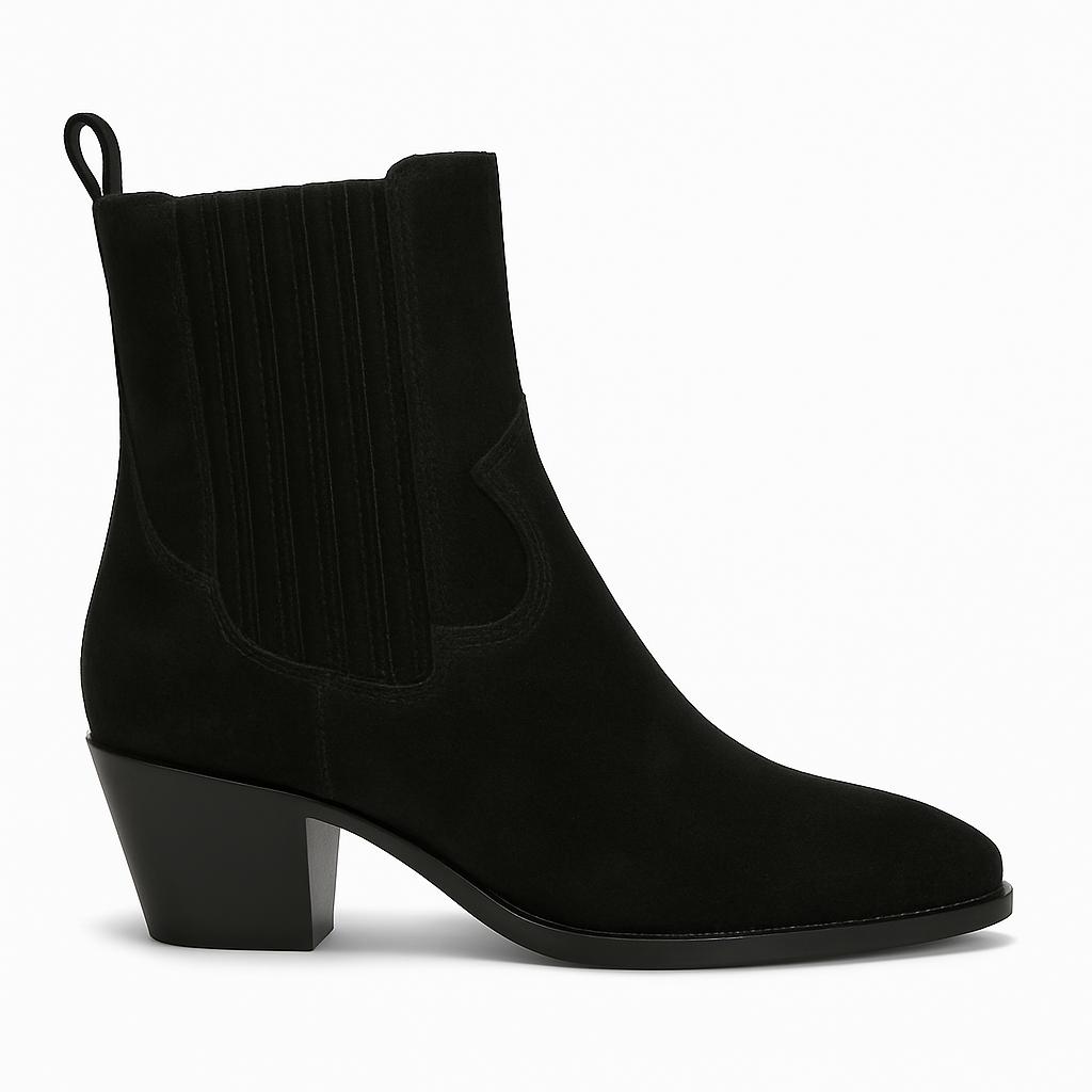 Anna Black suede cowboy boot