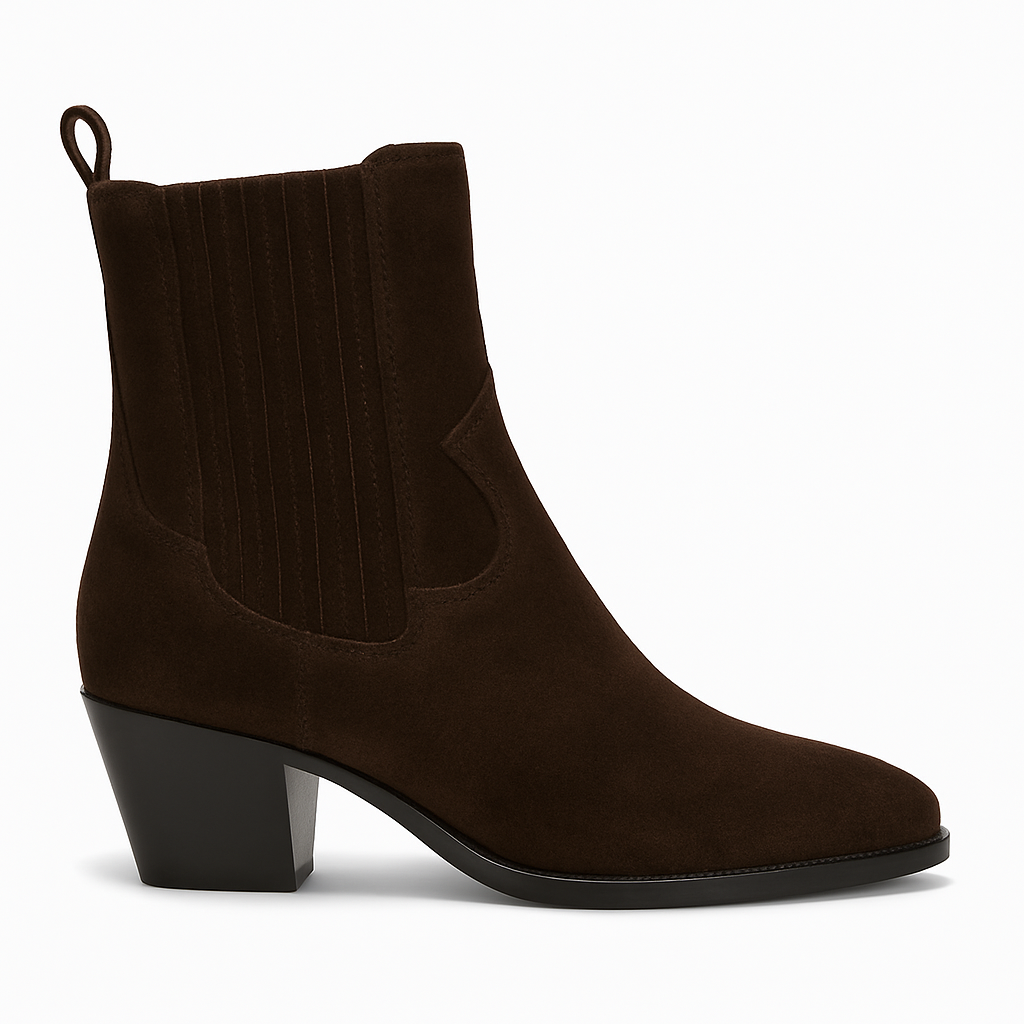 Brown suede cowboy boot 