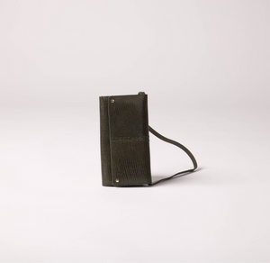 Gina Khaki Green Lizardo embossed crossbody