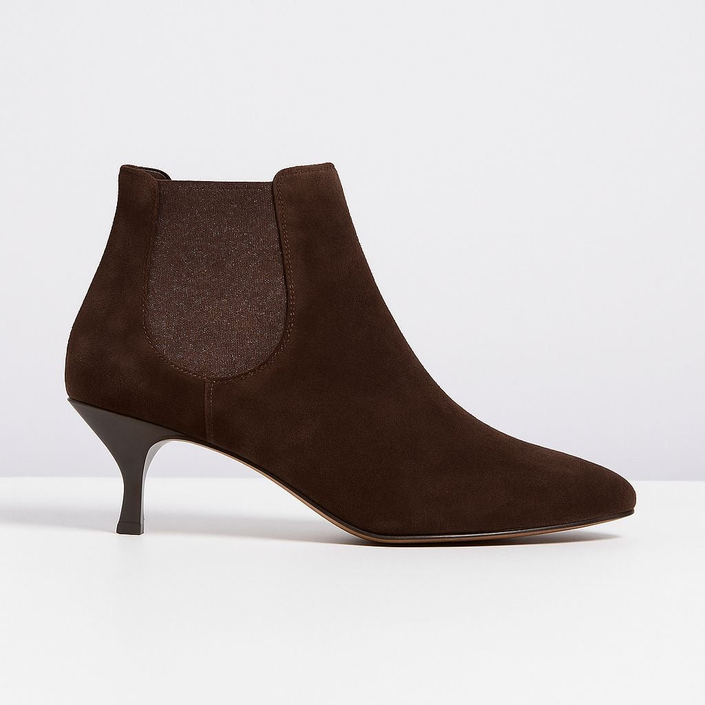 Brown kitten heel ankle boot 