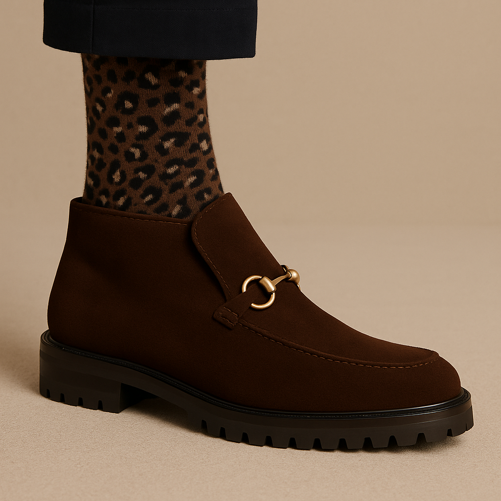 Dark brown loafer ankle boot