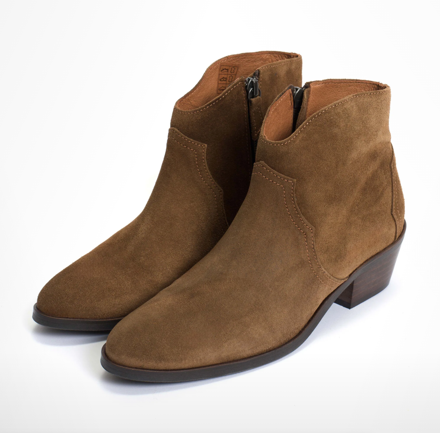 Fiona Cinnamon Suede western ankle boots
