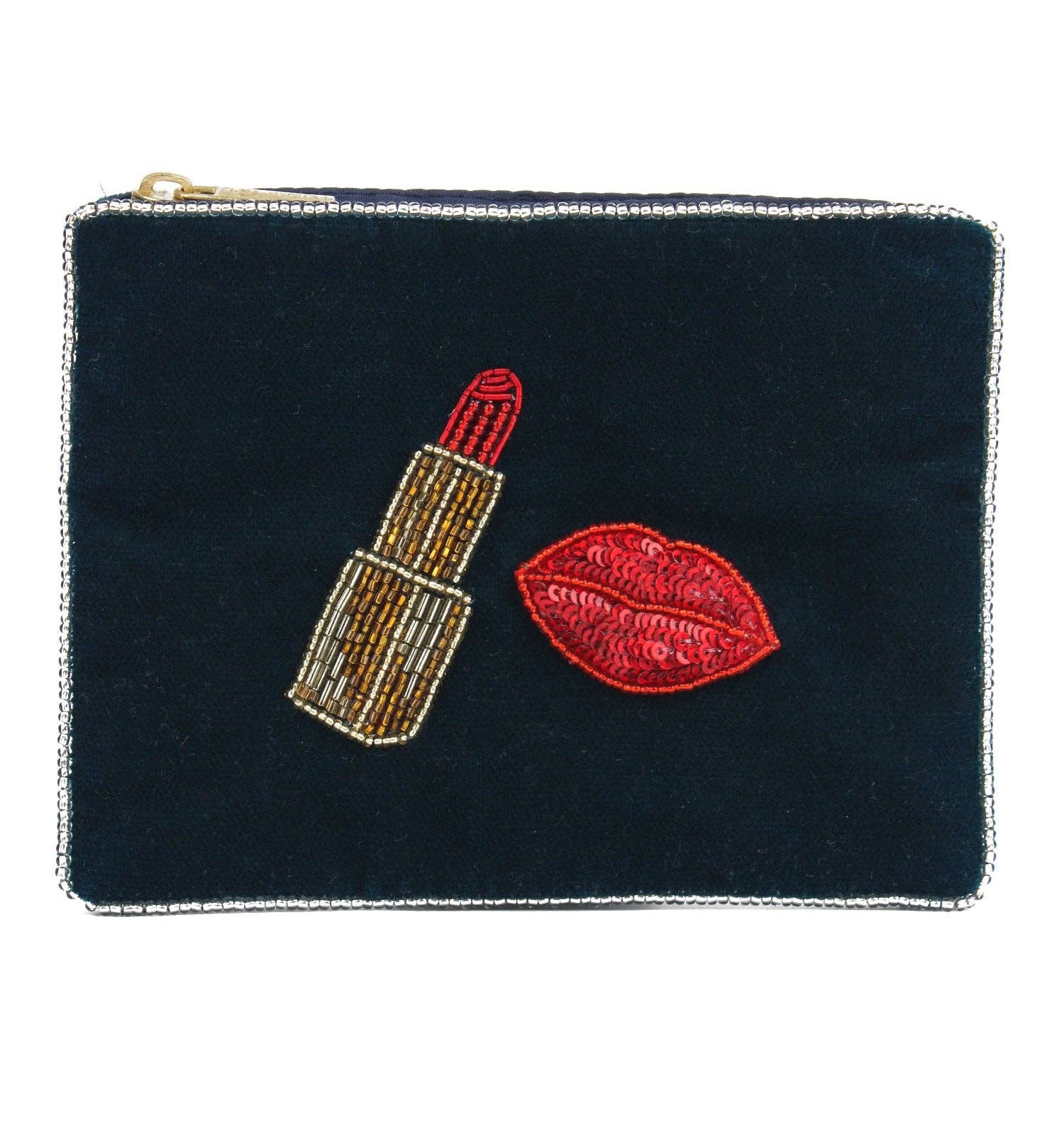 Teal velvet coin purse