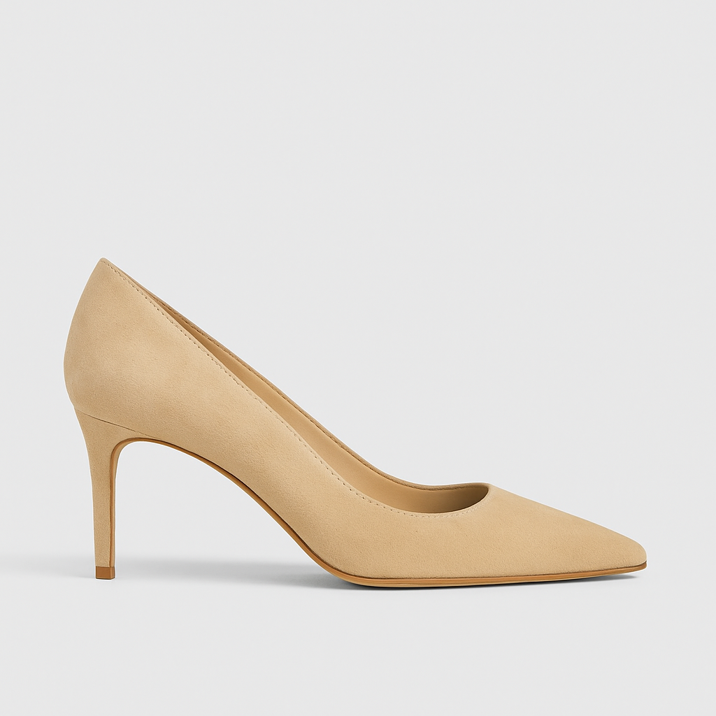 Nataly Beige soft suede heel pumps