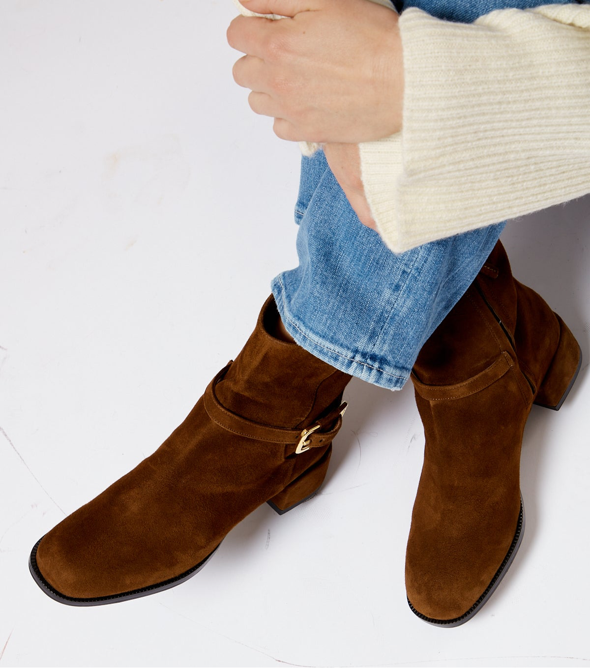 Marie Ankle Boot in Tan Suede