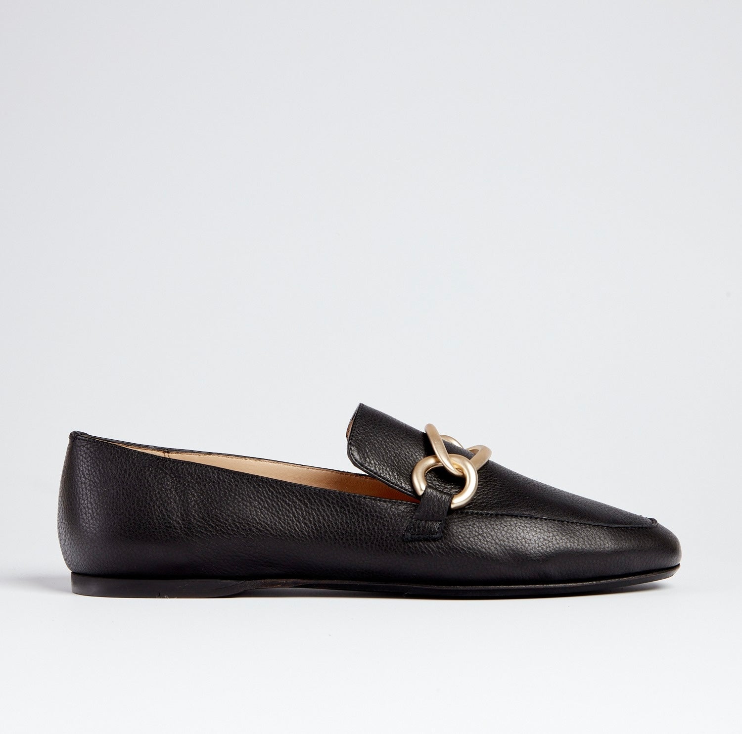 Lily black leather loafers