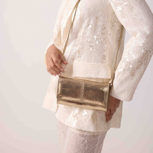 Gold clutch bag