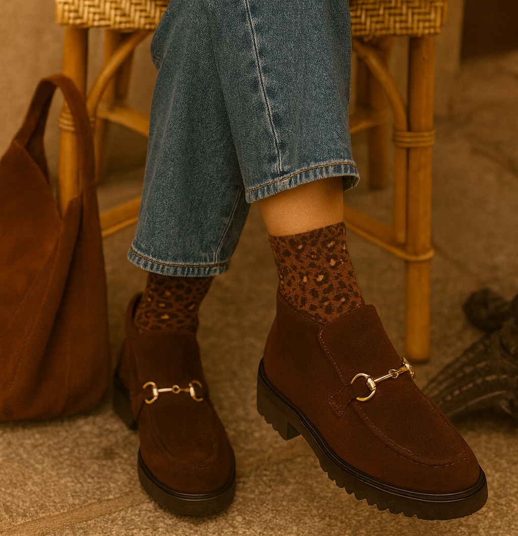 Horsebit brown suede ankle boot 