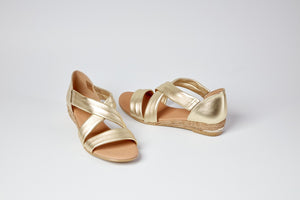 Meg gold low heel espadrille