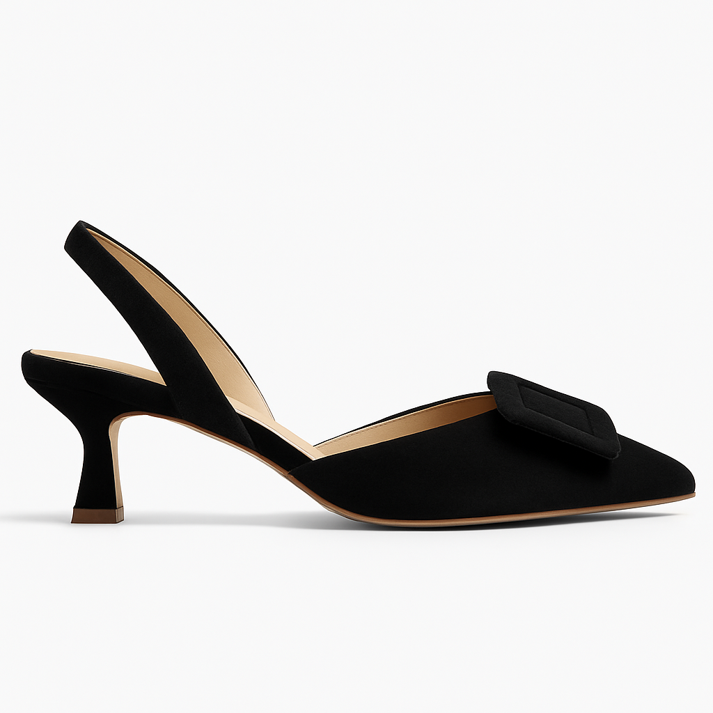 Mae black suede slingback