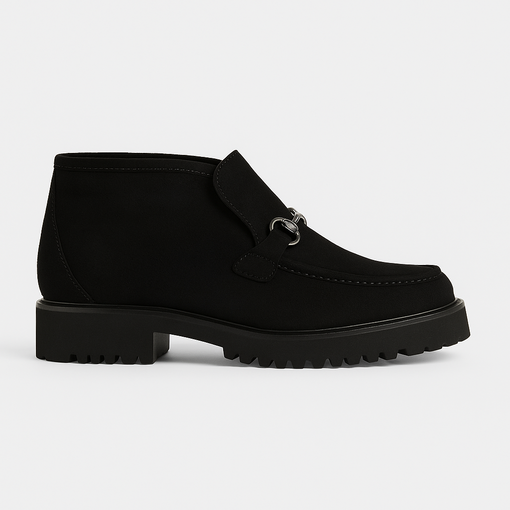 Black horsebit loafer boot