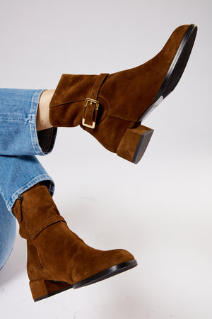 Marie Ankle Boot in Tan Suede