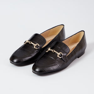 Flick black croc loafer