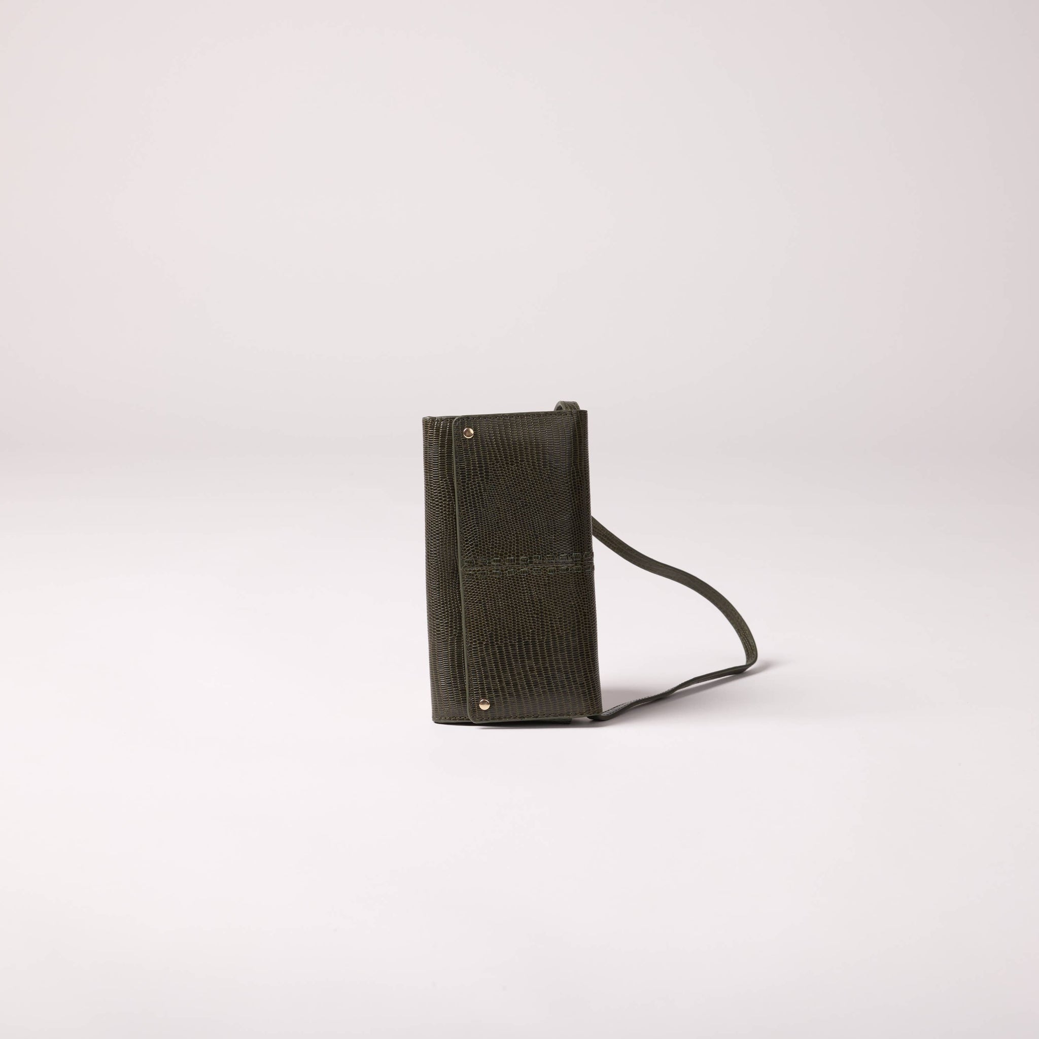 Gina Khaki Green Lizardo embossed crossbody