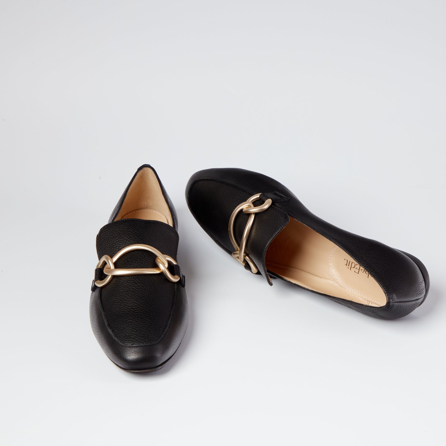 Lily black leather loafers