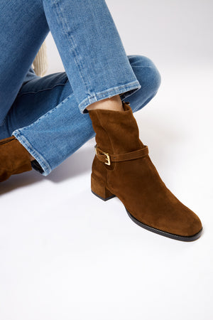 Marie Ankle Boot in Tan Suede