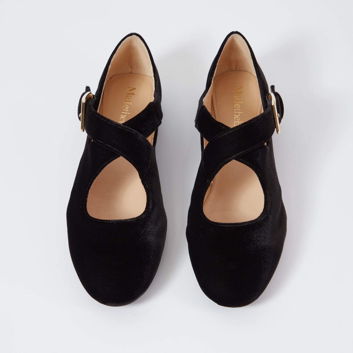 Katie black velvet flat