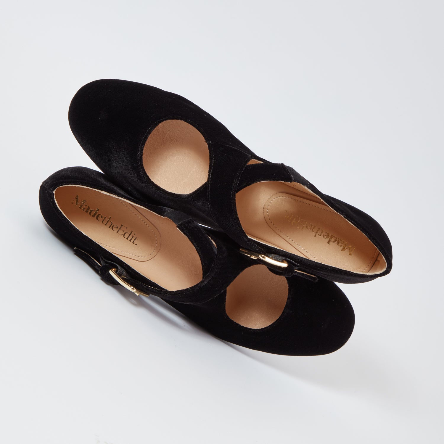 Katie black velvet flat