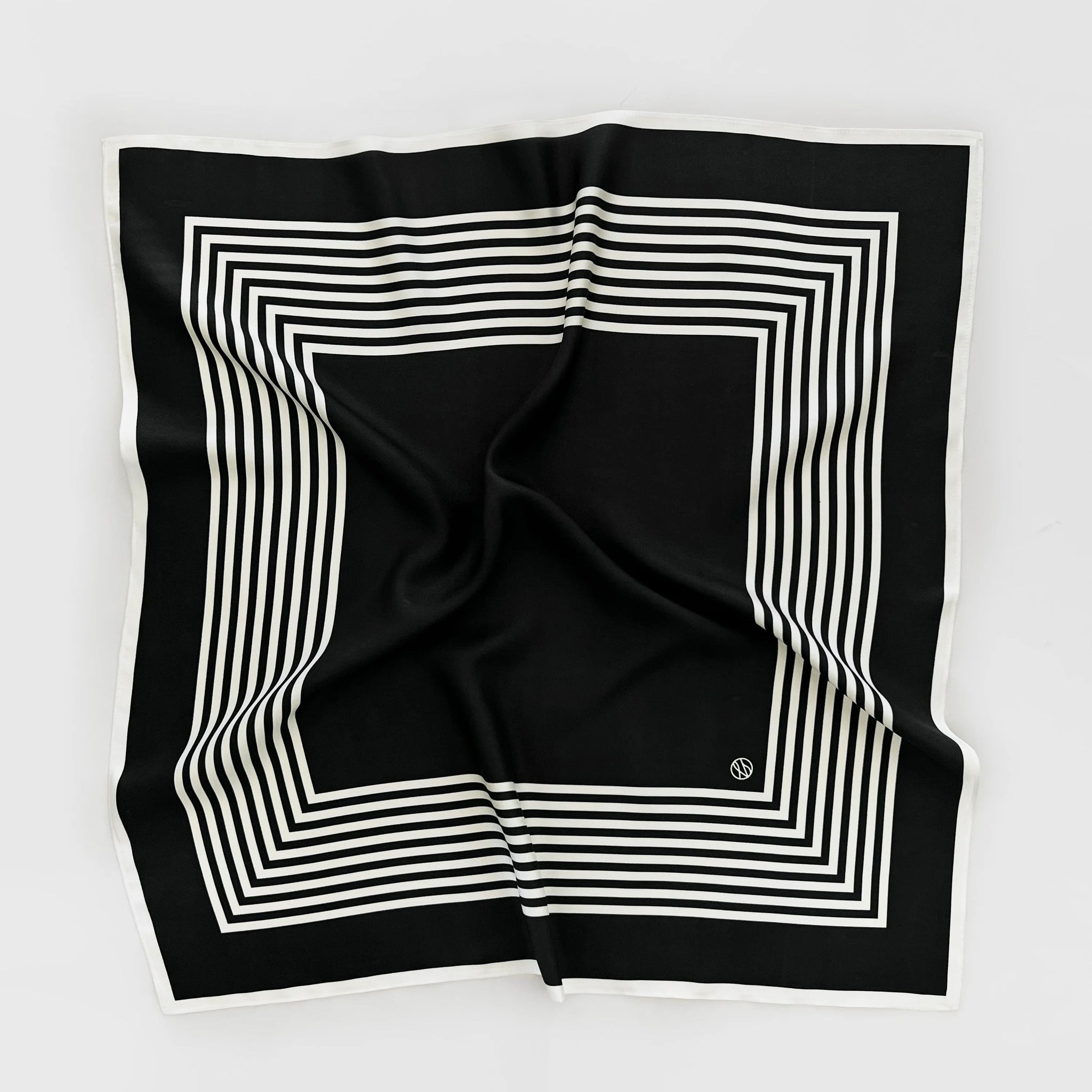 Black and Cream Silk Scarf