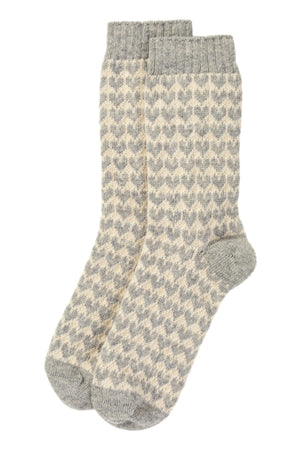 Grey Hearts Cashmere Socks