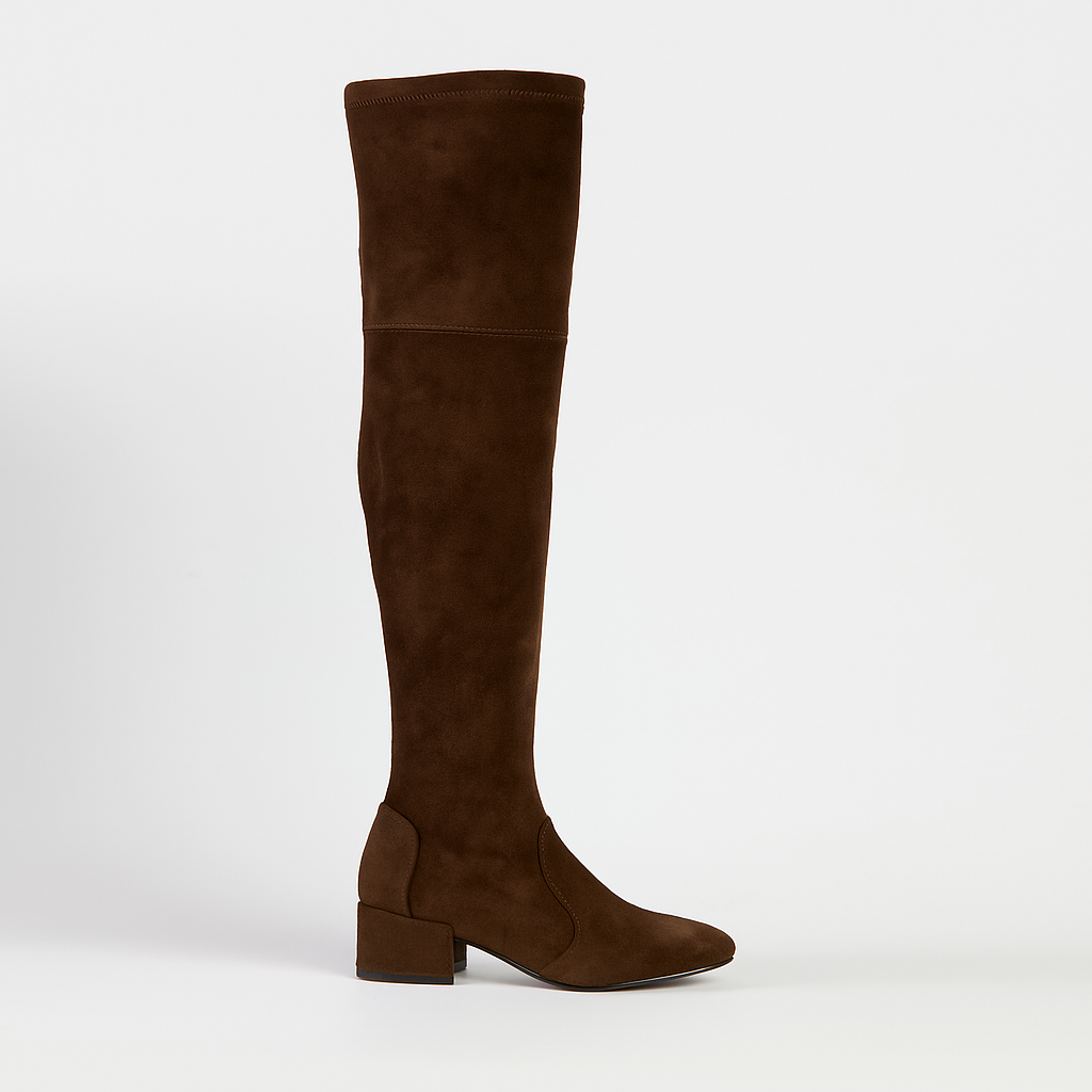 Brown stretch over the knee boot 