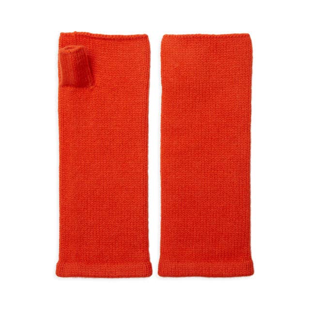 Orange cashmere wrist warmers