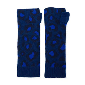 Blue Leopard Print Cashmere Wrist Warmer