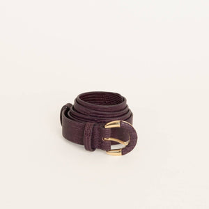 Burgundy lizard print belt