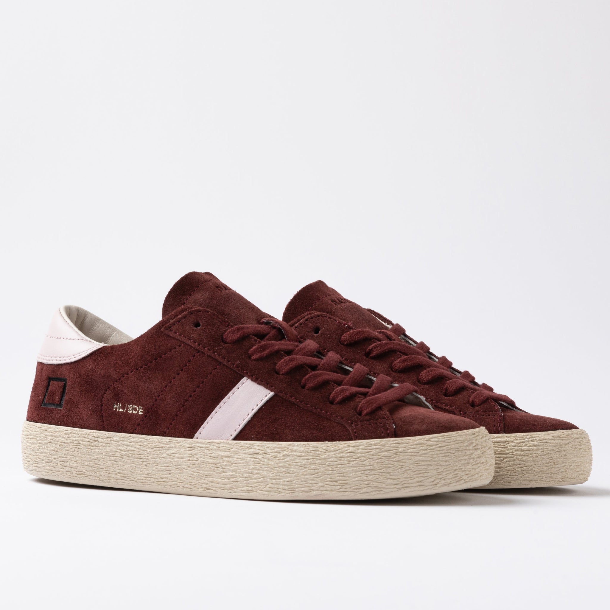 date hill low burgundy trainers