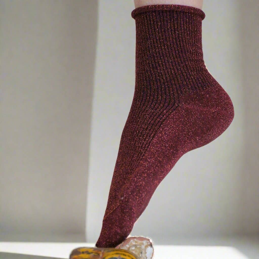 KLUE Red Glitter socks